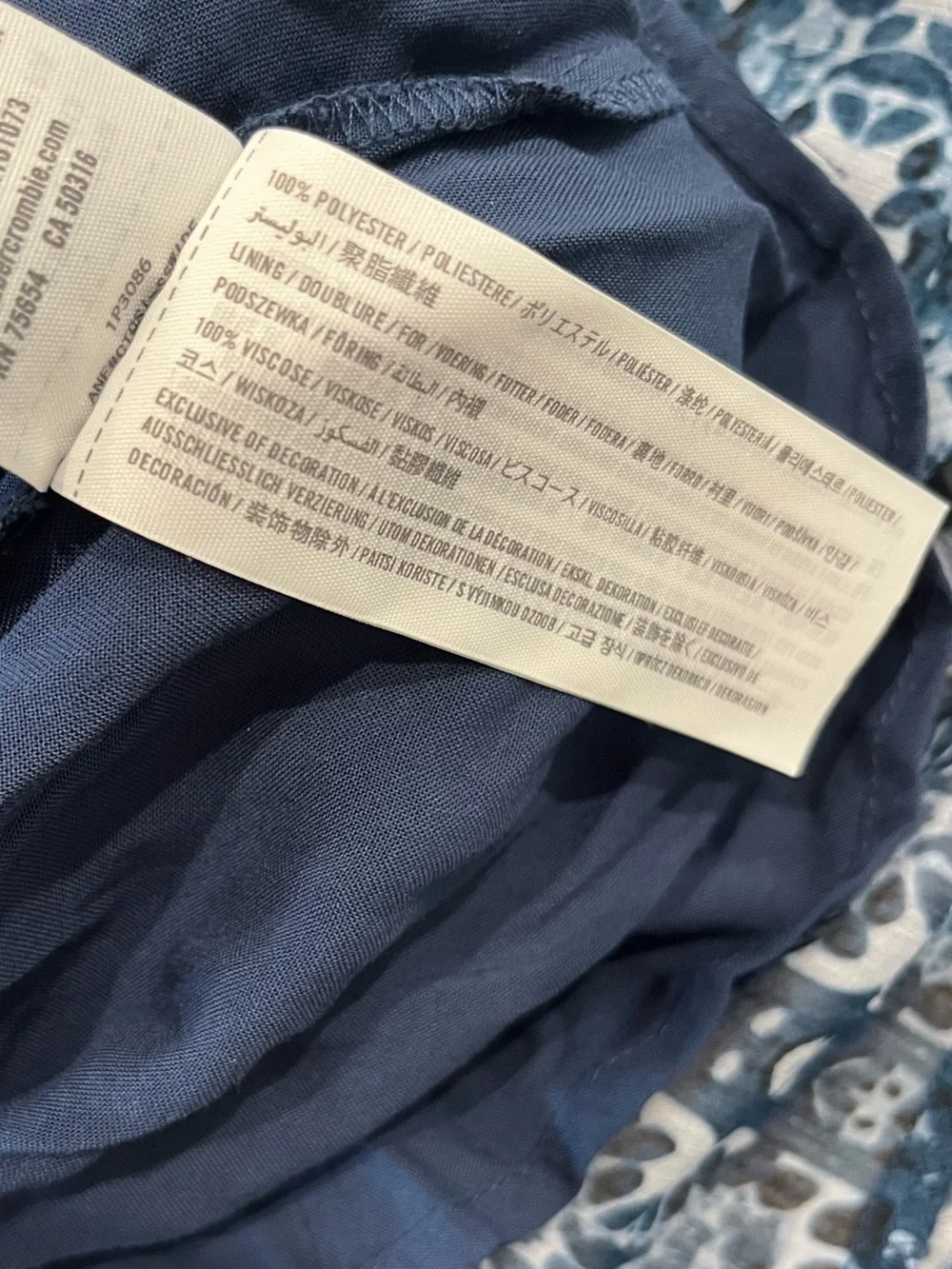 Abercrombie & Fitch Navy Blue Printed Spaghetti-Strap Maxi Dress Size XS